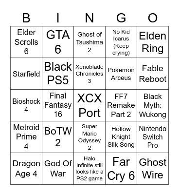 E3 Bingo Card