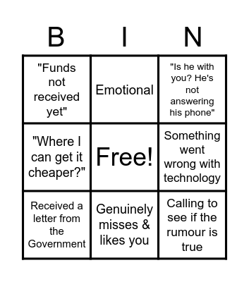 Missed Call from El Miniyeh Brothers BINGO Card