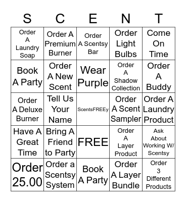 Scentsy Bingo  Bingo Card