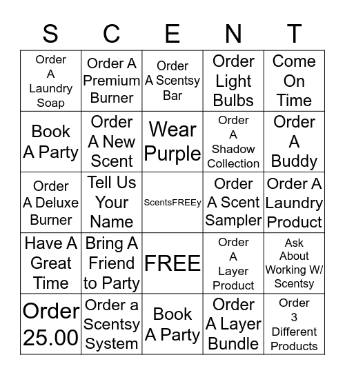 Scentsy Bingo  Bingo Card