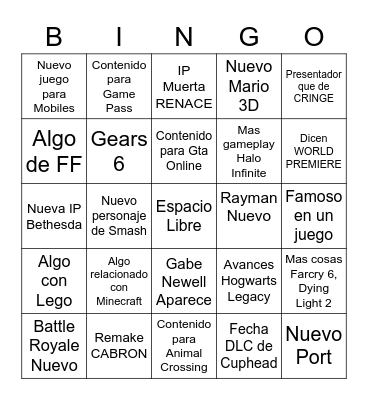 E3 BINGO Card