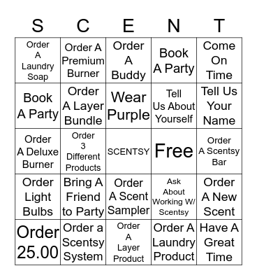 Scentsy Bingo  Bingo Card