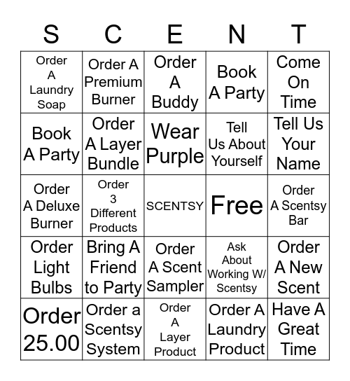 Scentsy Bingo  Bingo Card