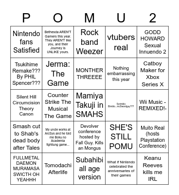 Totally Real E3 Bingo Board - MaturePurple Bingo Card