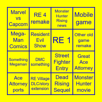 Capcom E3 Bingo Card