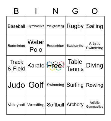 OLYMPIC BINGO Card