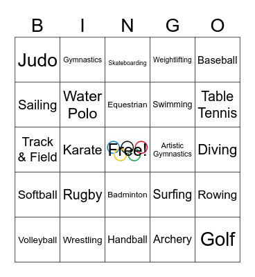 OLYMPIC BINGO Card