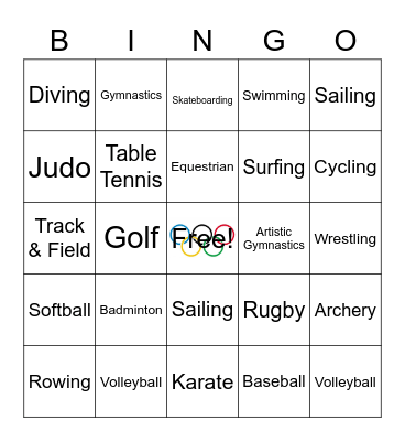 OLYMPIC BINGO Card