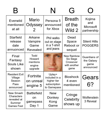 E3 2021 Bingo Card