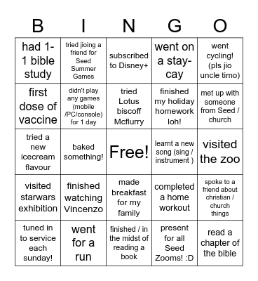 heightened awareness bingo Card