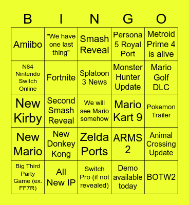 e3 Bingo Card