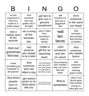 Family Scavenger/Bingo Card