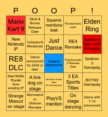 E3 2021 BINGO Card