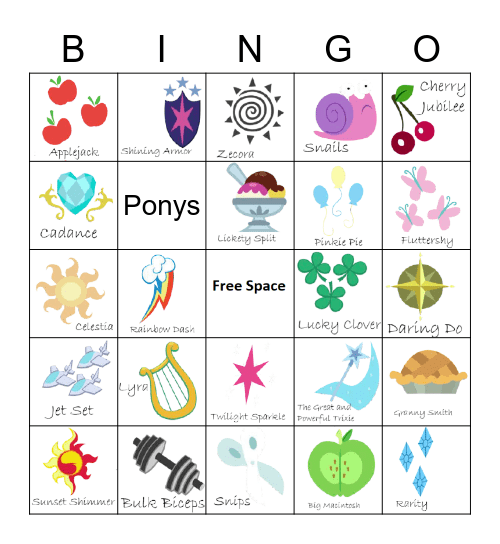 My Little Pony Birthday Bingo Card