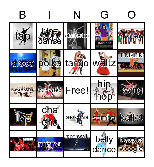 dance Bingo Card