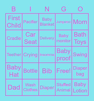Himanshi's Baby Bingo Card