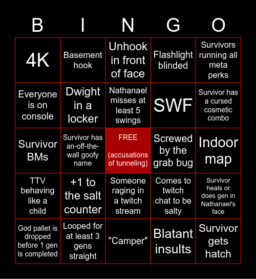 NATHANAEL PLAYS KILLER BINGO Card