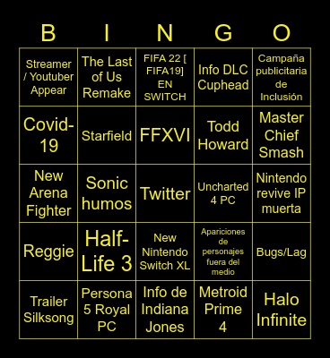 E3 PREDICTIONS Bingo Card