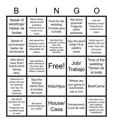 Jessica's Bingo Card