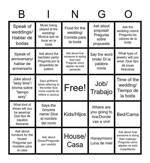 Jessica's Bingo Card