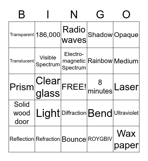 Light Bingo Card