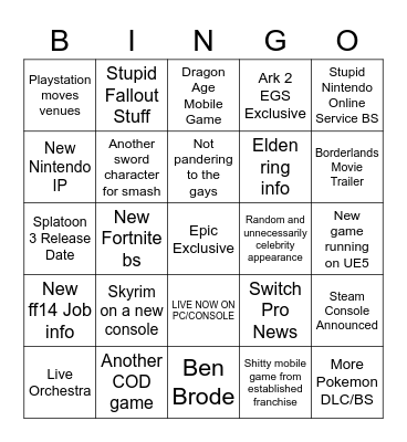 E3 Weekend 2021 #42069xxxgamerz Bingo Card