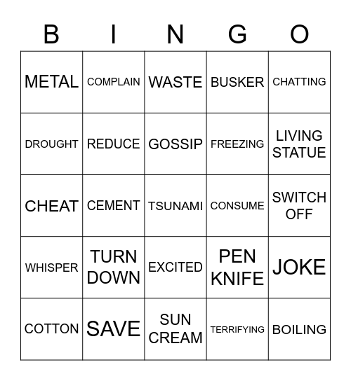 SP3 Bingo Card