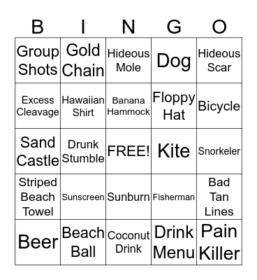 Beach Blanket Bar Bingo Card