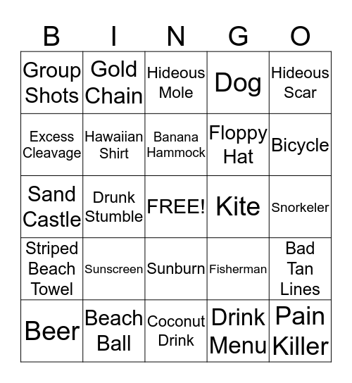 Beach Blanket Bar Bingo Card