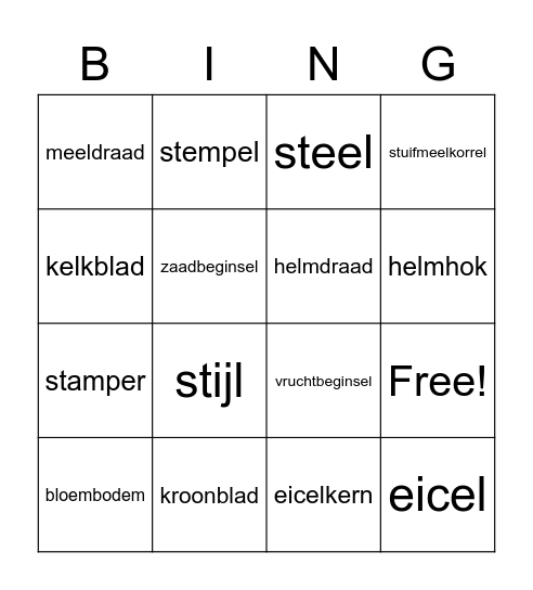 bloemen bingo Card