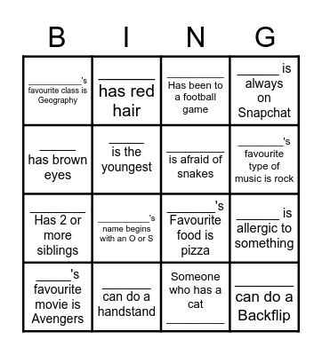 Social Bingo Card