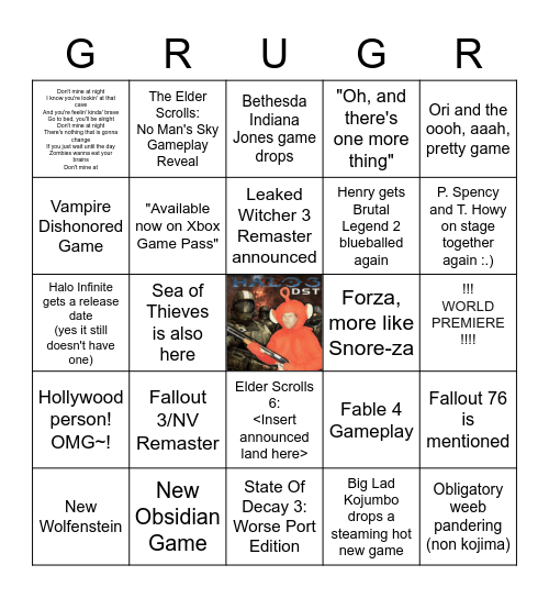Spoilers: Todd Howard is going to behead Phill live on stage and lay claim to the Xbox throne for his incest baby Bingo Card