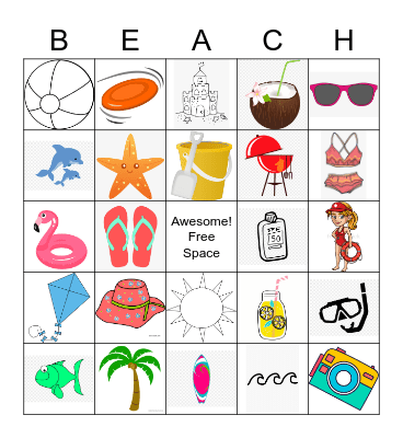 Beach Bingo Card