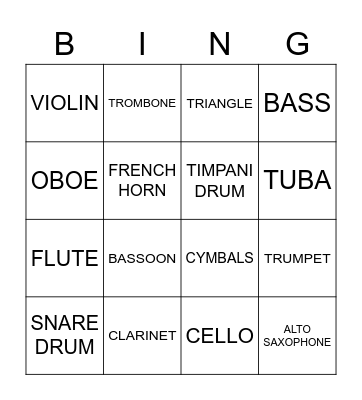 INSTRUMENT BING! Bingo Card