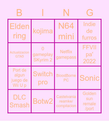 E3 Bingo Card