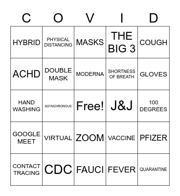 COVID Bingo Card