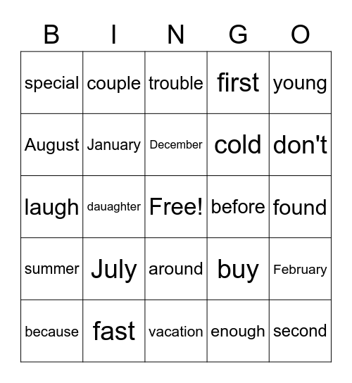 Untitled Bingo Card