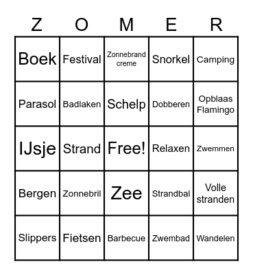 Summer Bingo Card