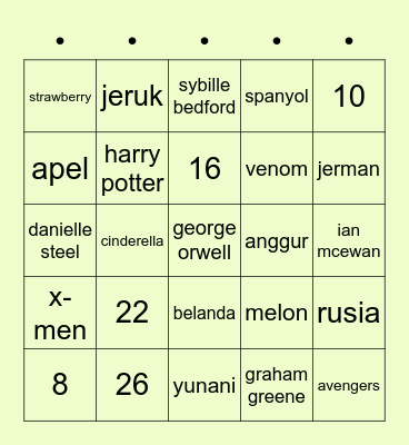 PUNYA SOUL Bingo Card