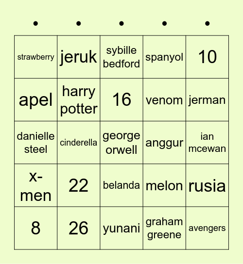 PUNYA SOUL Bingo Card