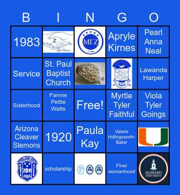 MU GAMMA ZETA BINGO Card