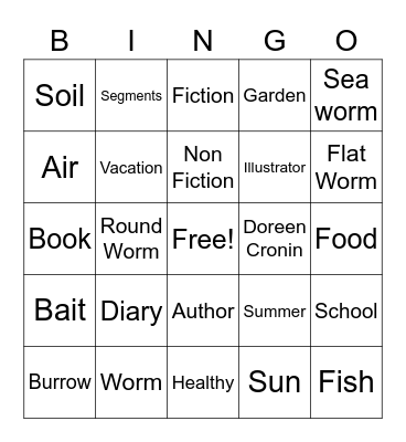 Diary of a Worm Bingo Card