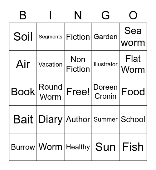 Diary of a Worm Bingo Card