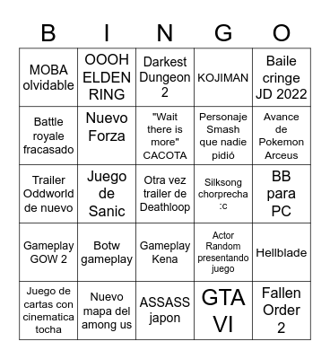 E3 YNTHAL Bingo Card