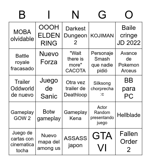 E3 YNTHAL Bingo Card