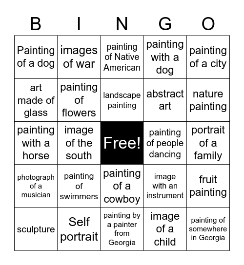 Morris Museum of Art Bingo Card