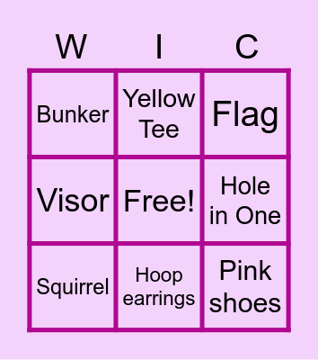LDCA WIC GOLF BINGO Card