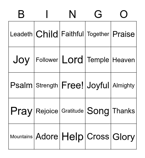 June 13 Worship Bingo (Listen for words during worship and check them off when you hear them)  Just for fun - no prizes Bingo Card