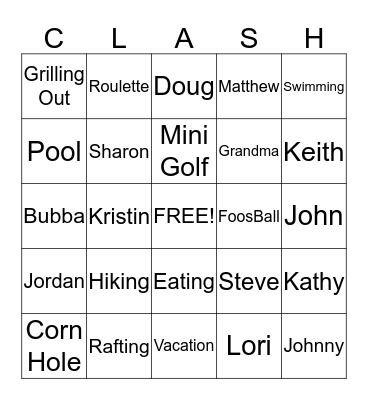 Vacation Bingo Card