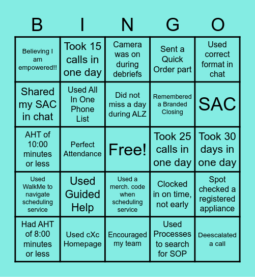 ALZ Bingo!! Bingo Card